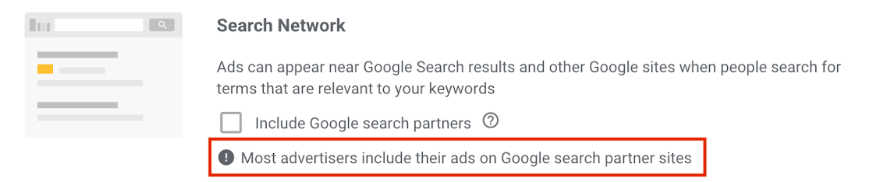 search partners settings